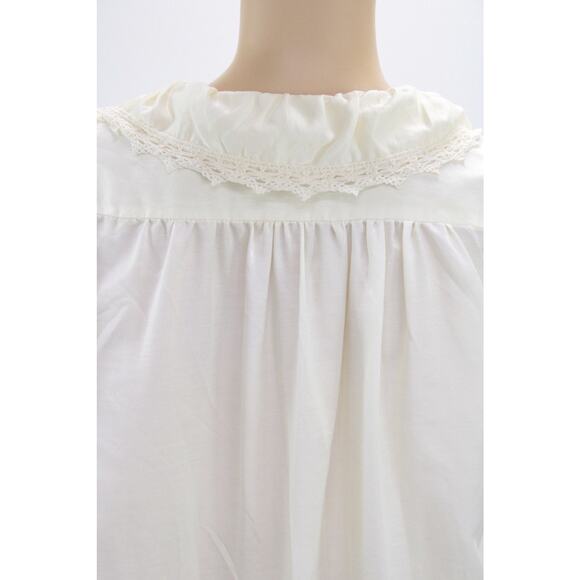 Vtg Satin Flannel Nightshirt Nightgown L Romantic Poetic Style Cream off white - Picture 5 of 10